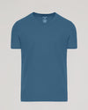 Fiord Classic V-Neck T-shirt, solid muted blue, displayed flat.