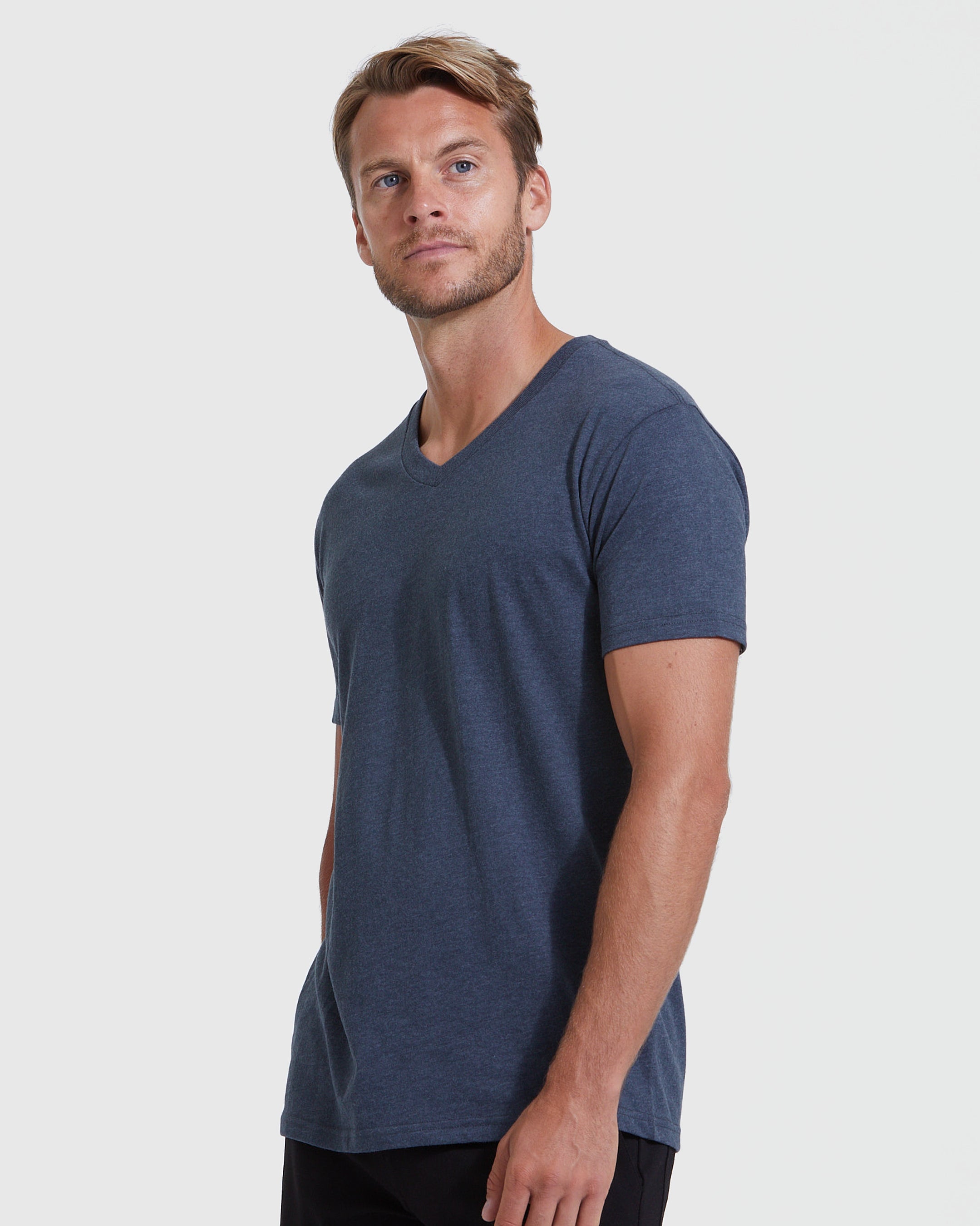 Heather Navy VNeck TShirt True Classic