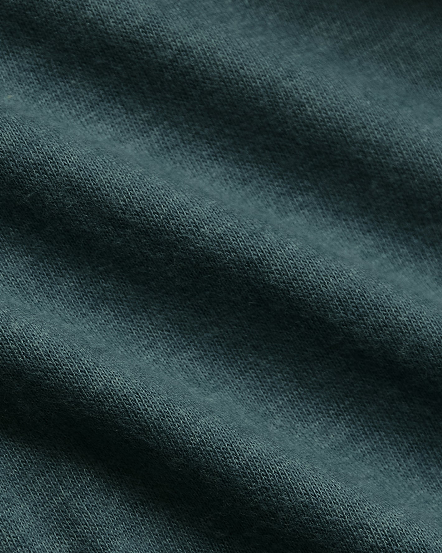 Heather Seafarer Classic V-Neck macro shot of dark teal knit fabric.