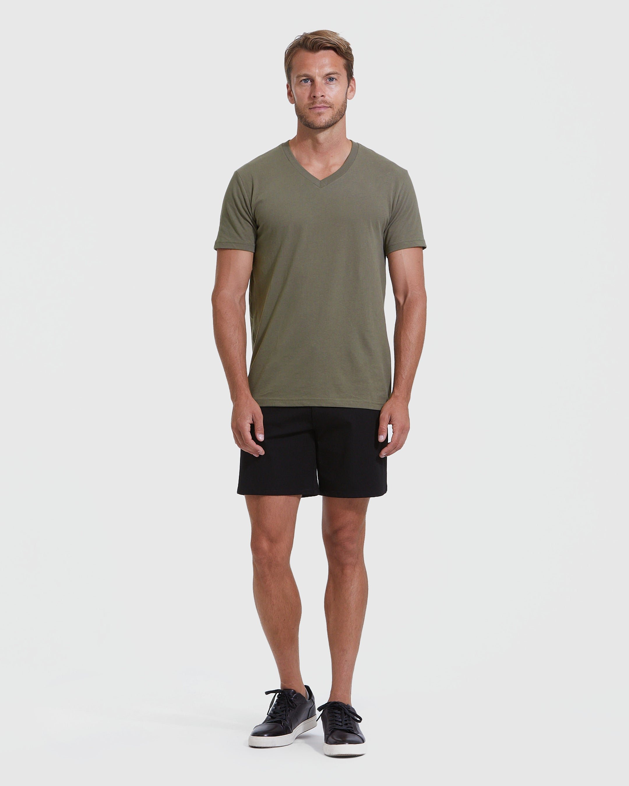 Military Green V-Neck T-Shirt