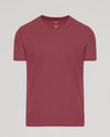 Rustic Apple Classic V-Neck, burgundy, short-sleeve, laid flat.