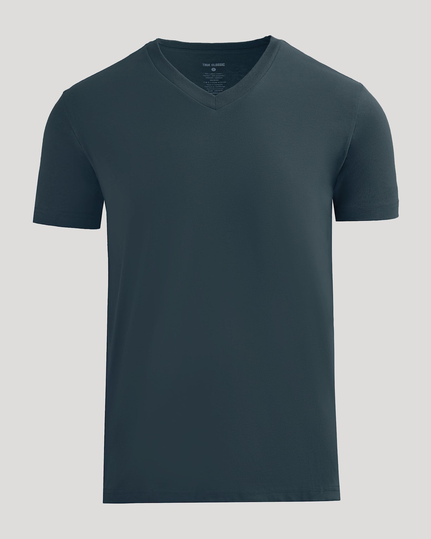Dark gray t-shirt on a light gray background