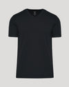Black Premium Pima V-Neck T-shirt, short-sleeve, solid-color, laid flat.