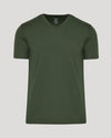 Grove Premium Pima V-Neck, dark olive, short-sleeve, silky texture.