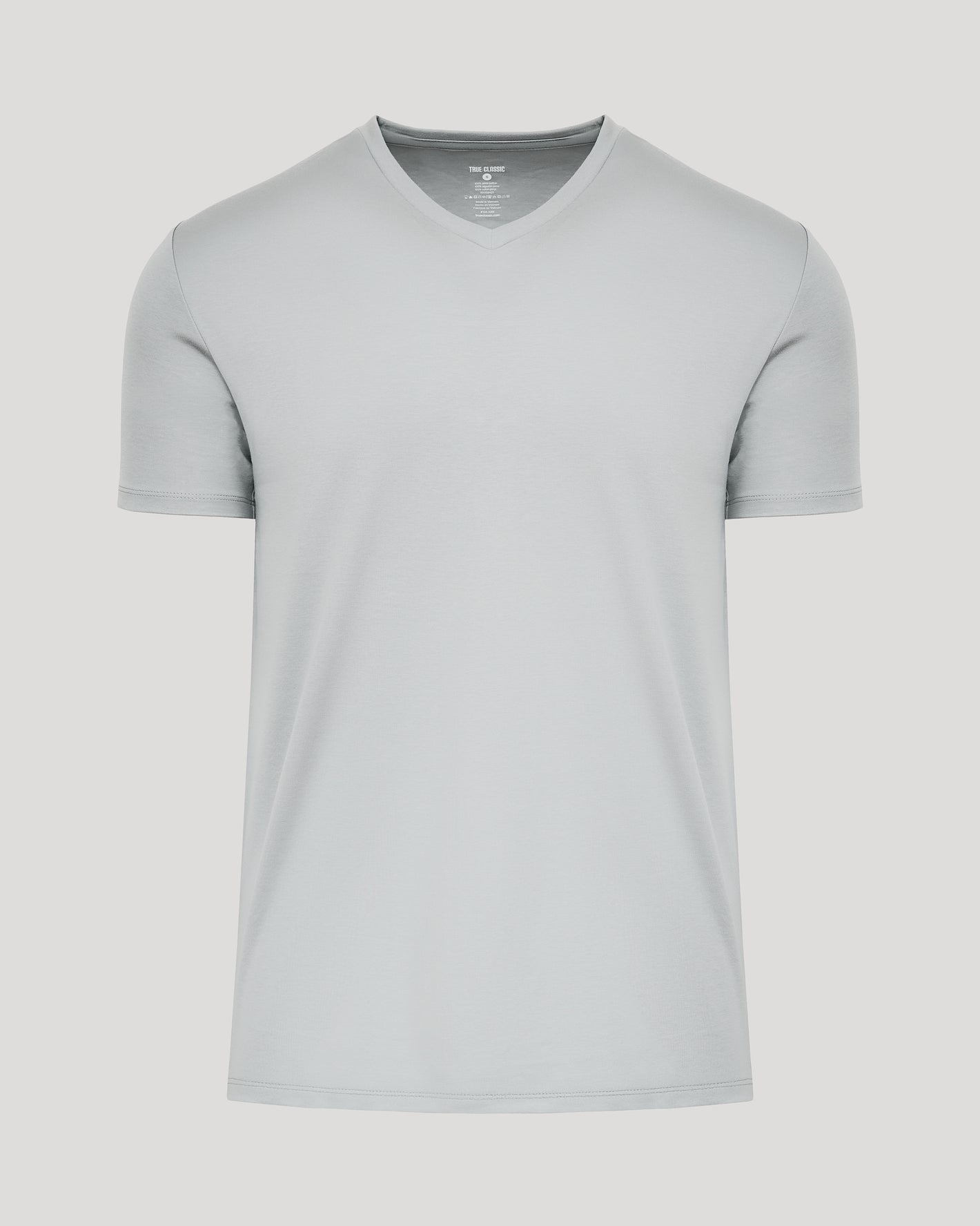 Steel Premium Pima V-Neck, light-gray, short-sleeve, tailored fit T-shirt.