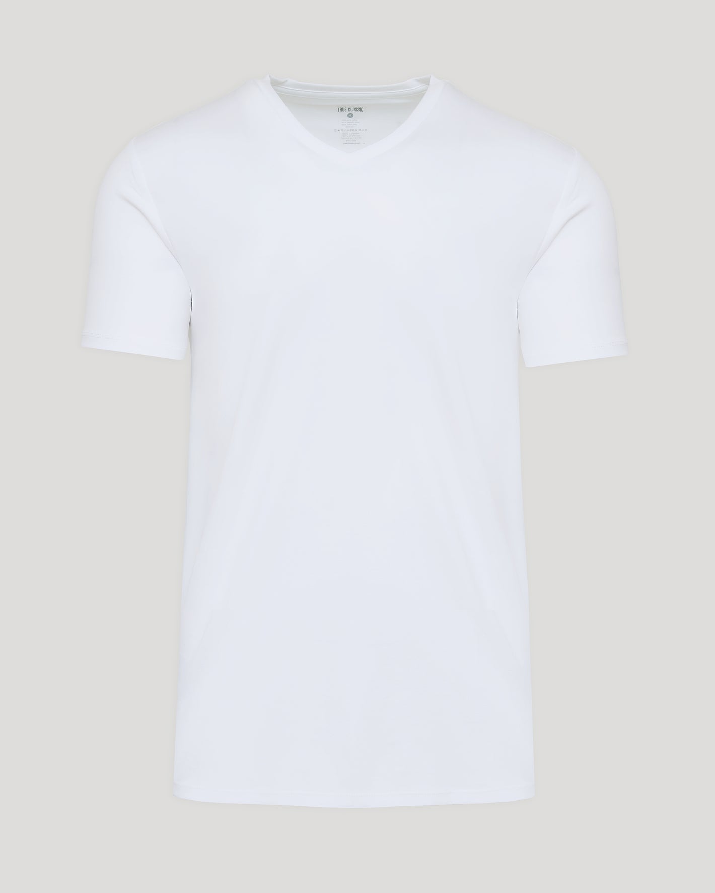 White Premium Pima V-Neck T-shirt against light gray background.