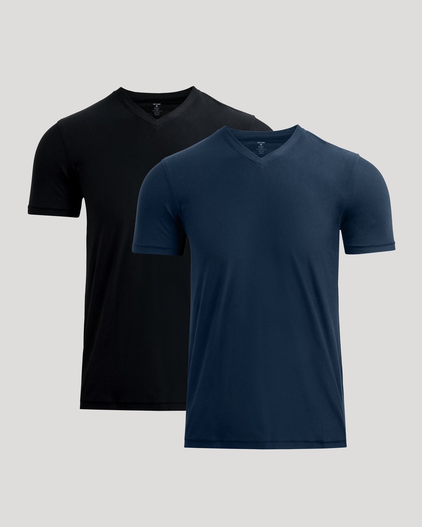 Black & Navy Active V-Neck 2-Pack, short-sleeve, classic cut shirts.