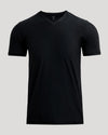 Black Active V-Neck T-shirt, short-sleeved, laid flat, no logos.