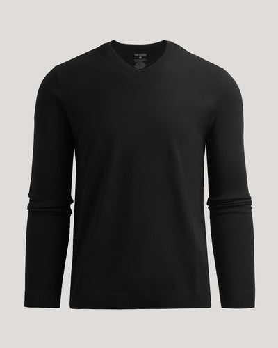 Dressy V-Neck Sweater - Black