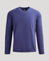 Blueberry Dressy V-Neck Sweater, lightweight knit with ribbed cuffs.