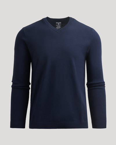 Dressy V-Neck Sweater - Navy