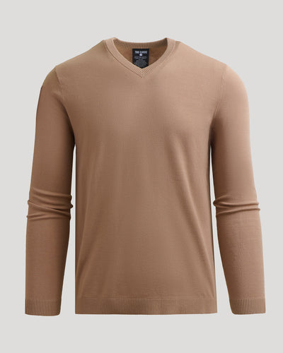 Dressy V-Neck Sweater - Truffle