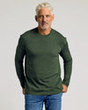 Dark Heather Olive Classic Long Sleeve Crew Neck