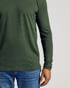 Dark Heather Olive Classic Long Sleeve Crew Neck