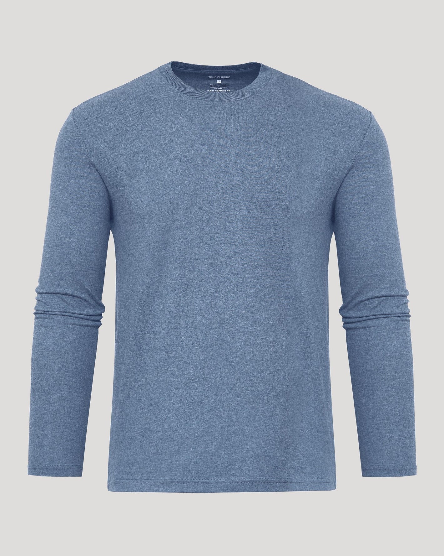 Dark Heather Vintage Navy Classic Long Sleeve Crew Neck T-shirt.