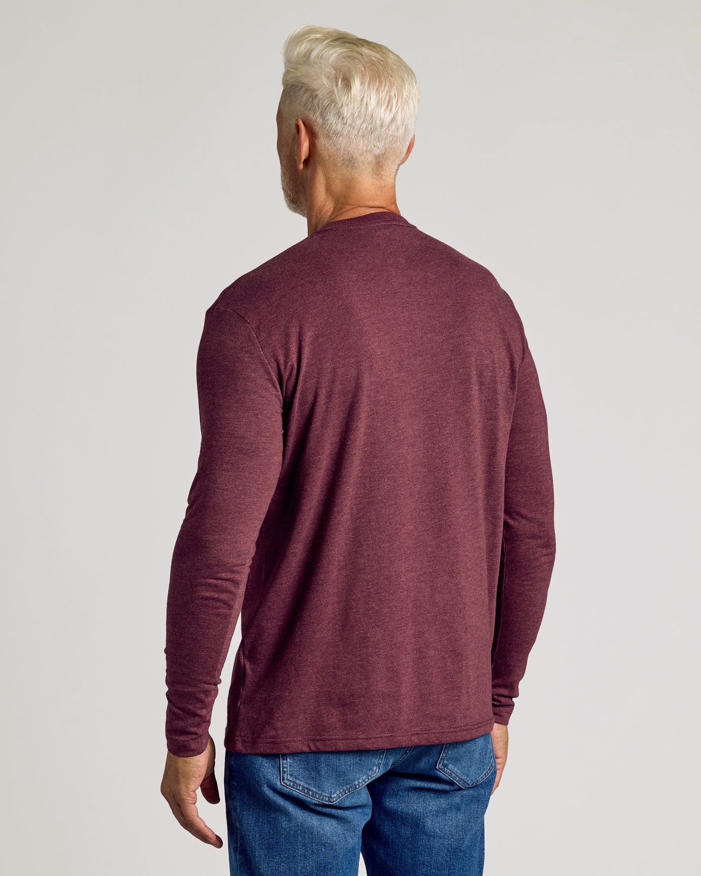 Heather Burgundy Crew Neck Long Sleeve