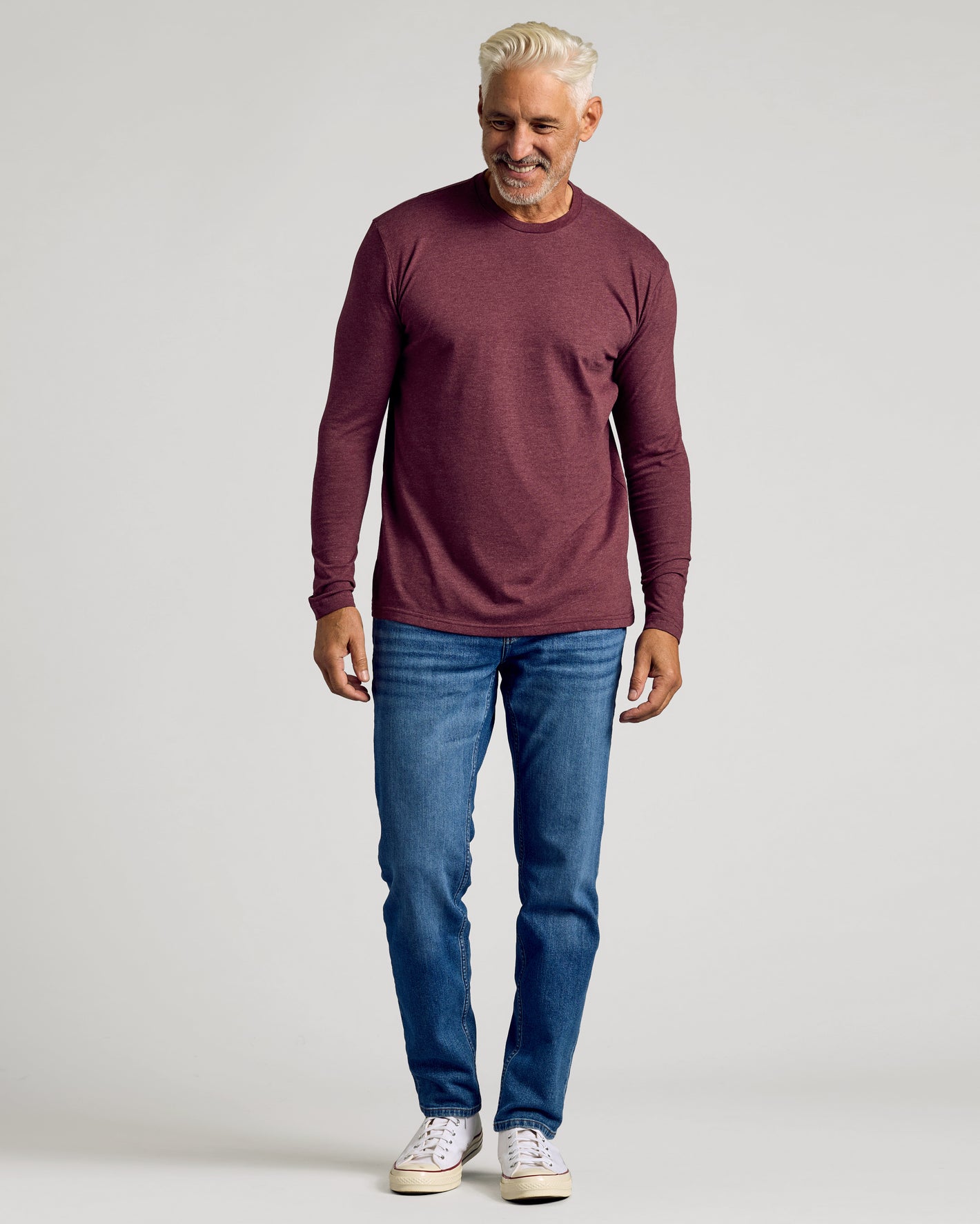 Heather Burgundy Crew Neck Long Sleeve