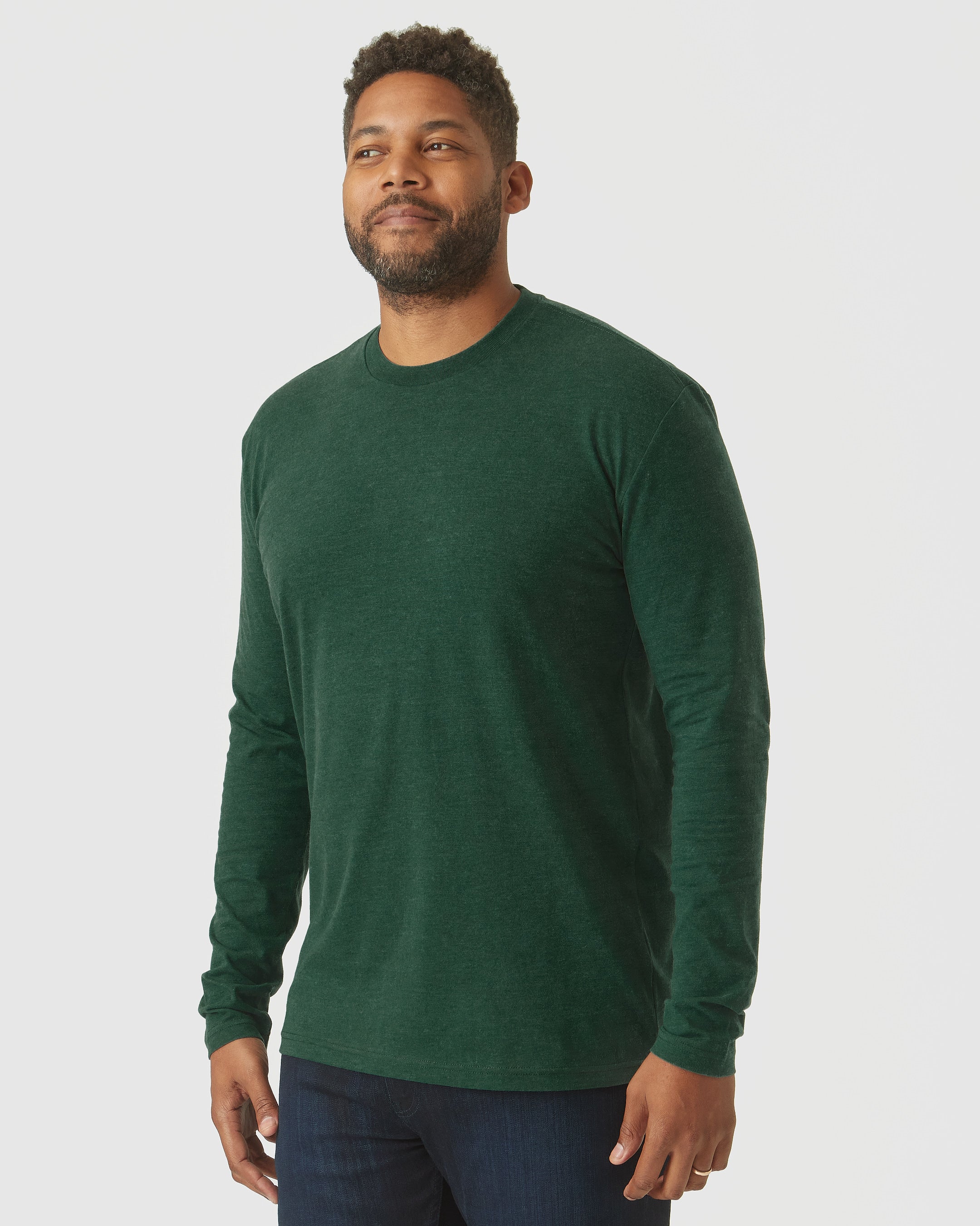 Evergreen Heather Crew Neck Long Sleeve | Evergreen Heather Long