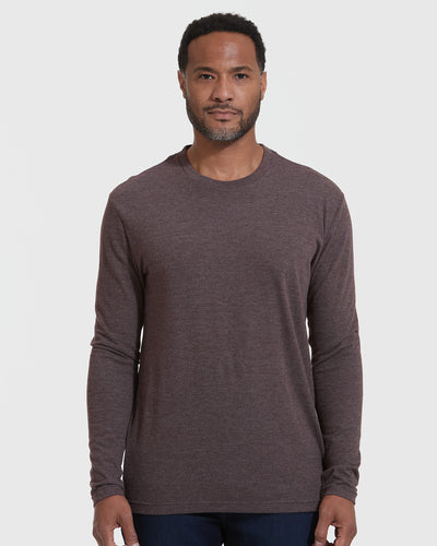 Classic Long Sleeve Crew Neck - Heather Dark Oak