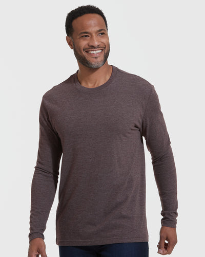 Classic Long Sleeve Crew Neck - Heather Dark Oak