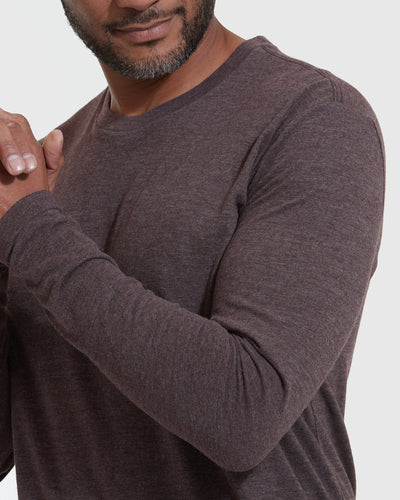 Classic Long Sleeve Crew Neck - Heather Dark Oak