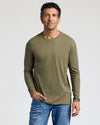 Heather Military Green Classic Long Sleeve Crew Neck