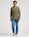 Heather Military Green Classic Long Sleeve Crew Neck