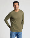 Heather Military Green Classic Long Sleeve Crew Neck