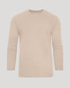 Heather Camel Classic Long Sleeve Crew Neck against light-gray background.