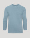 Heather Sapphire Classic Long Sleeve Crew Neck T-shirt laid flat.