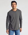 Man wearing Heathers Classic Long Sleeve 3-Pack shirt and jeans.