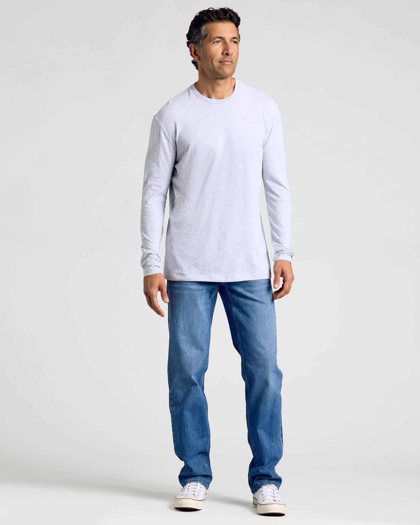Light Heather Gray Classic Long Sleeve Crew Neck