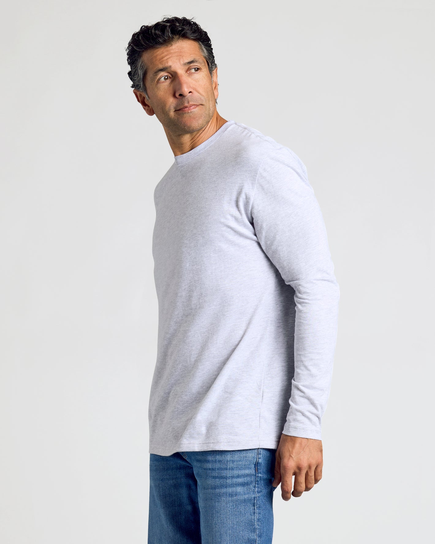 Light Heather Gray Classic Long Sleeve Crew Neck