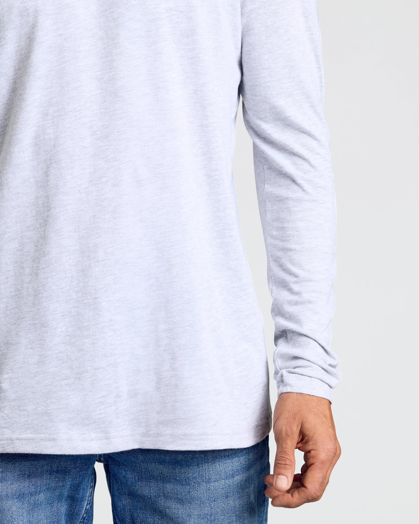 Light Heather Gray Classic Long Sleeve Crew Neck