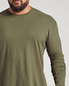 Seasonal Classic Long Sleeve Henley in olive, worn by bearded model.