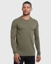 Core Sleeve Variety 6-Pack: Man in olive long-sleeve crew-neck shirt.