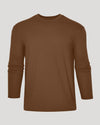 Sepiawood Classic Long Sleeve Crew Neck, solid-brown, laid flat.