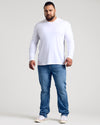 Male model in Classic Long Sleeve Crew 3-Pack outfit.