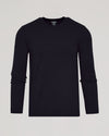Black Dressy Crew Neck Sweater, slim-fit, long-sleeve, soft knit.