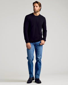 True ClassicBlack Crew Neck Sweater 2-Pack worn with jeans and boots.