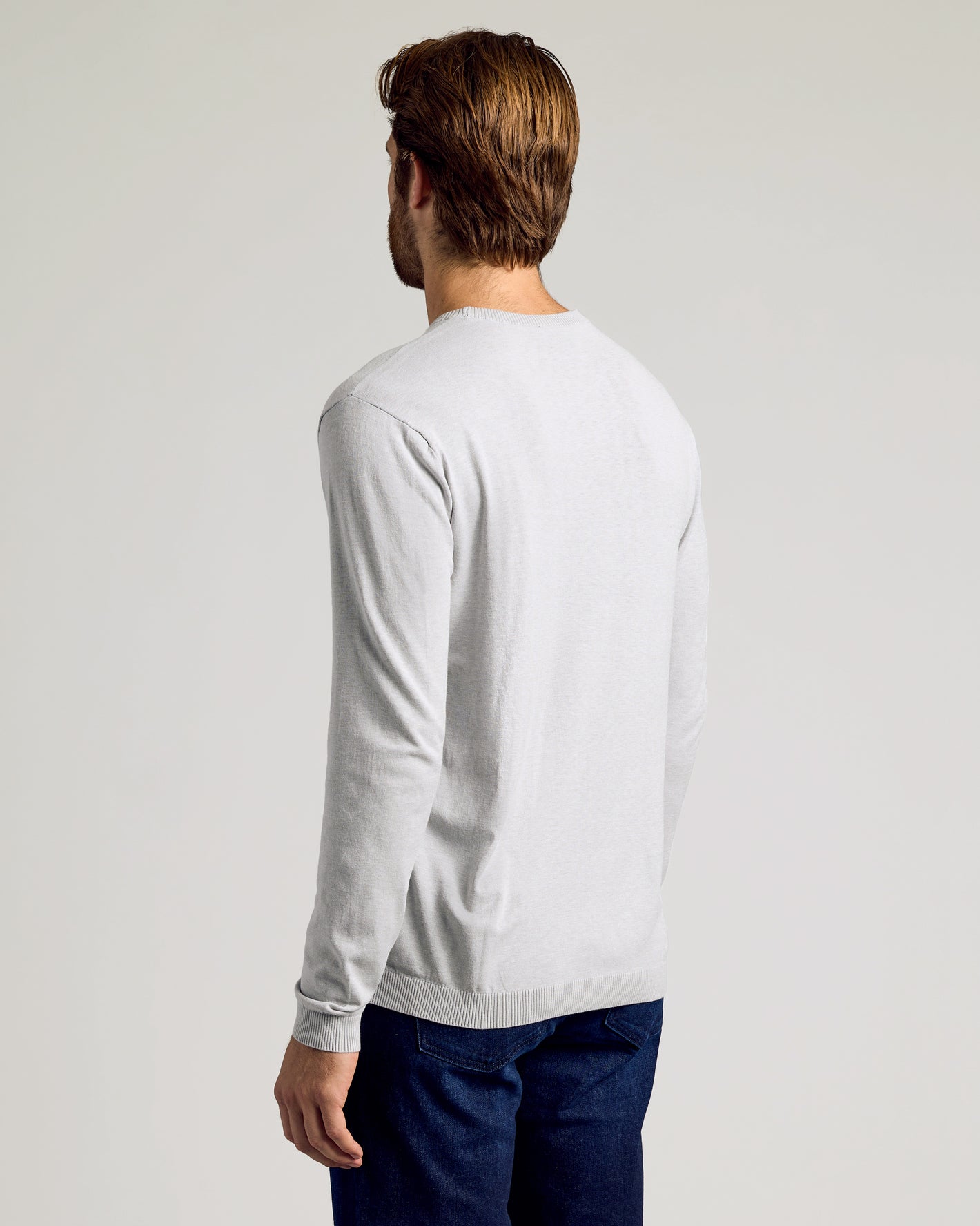 Man wearing Heather Gray & Fiord Dressy Crew Neck Sweater 2-Pack.