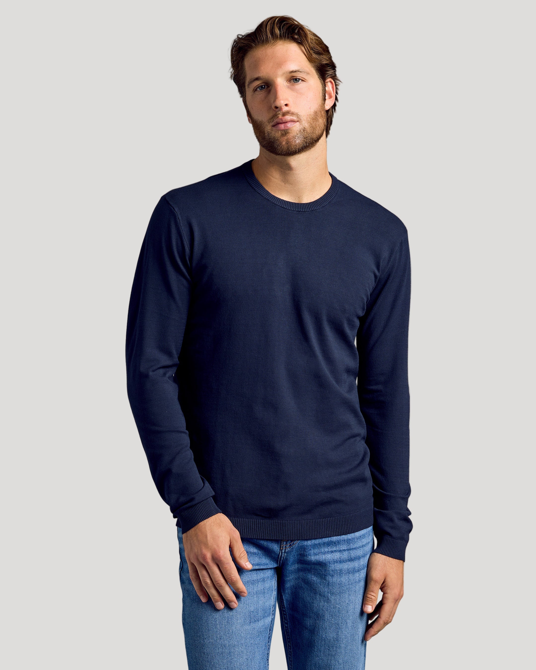 Navy Dressy Crew Neck Sweater | Navy Dressy Crew Neck Sweater