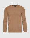 Truffle Dressy Crew Neck Sweater, camel-brown, laid out front-facing.
