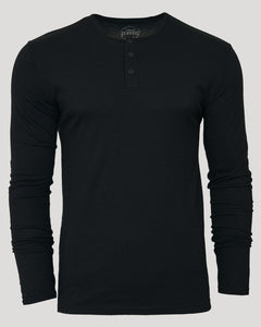 True ClassicBlack Long Sleeve Henley