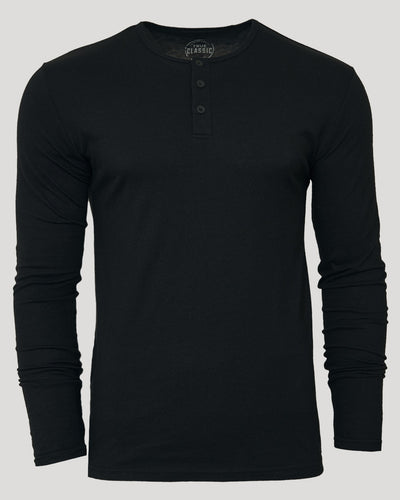 Classic Long Sleeve Henley - Black
