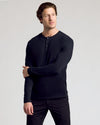 Man wearing All Black Classic Henley from 3-Pack.