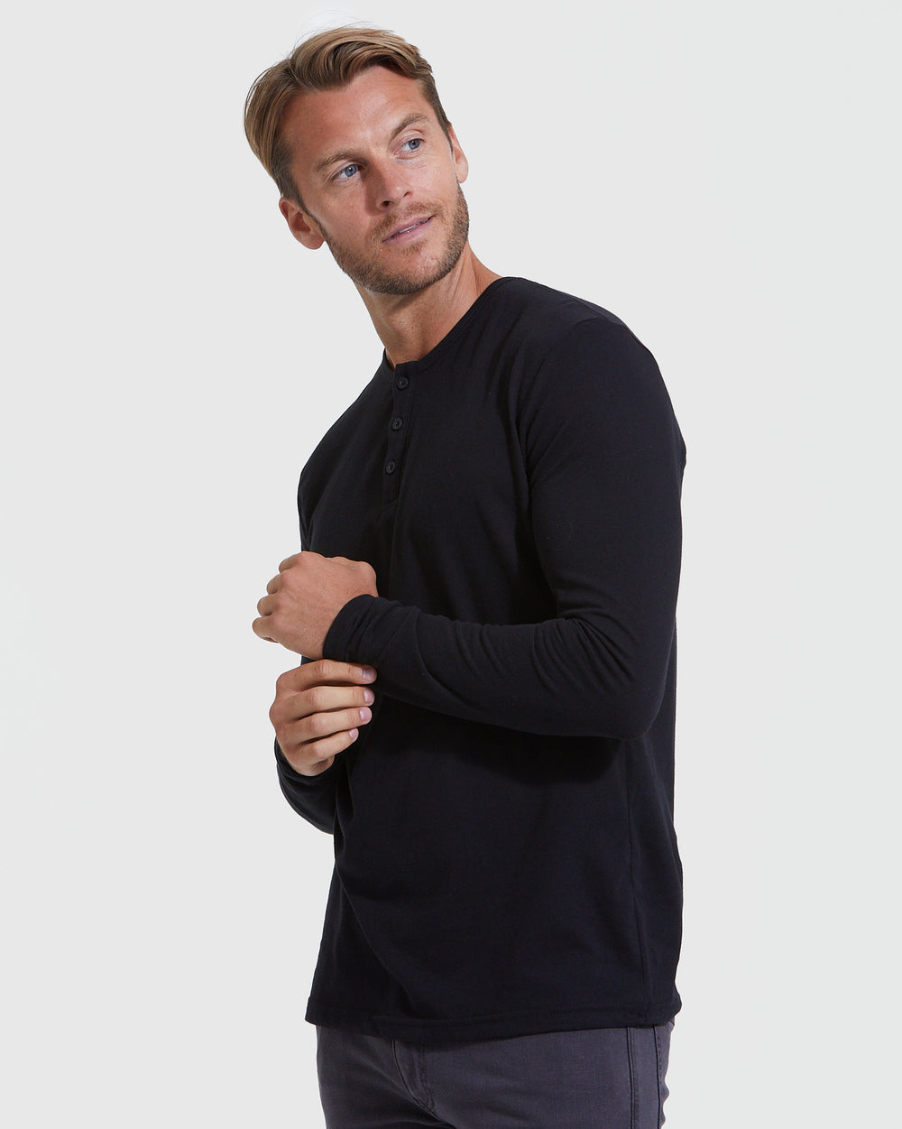 Long Sleeve Henley Black main image 1