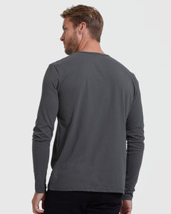 True ClassicCarbon Classic Long Sleeve Henley with three-button placket