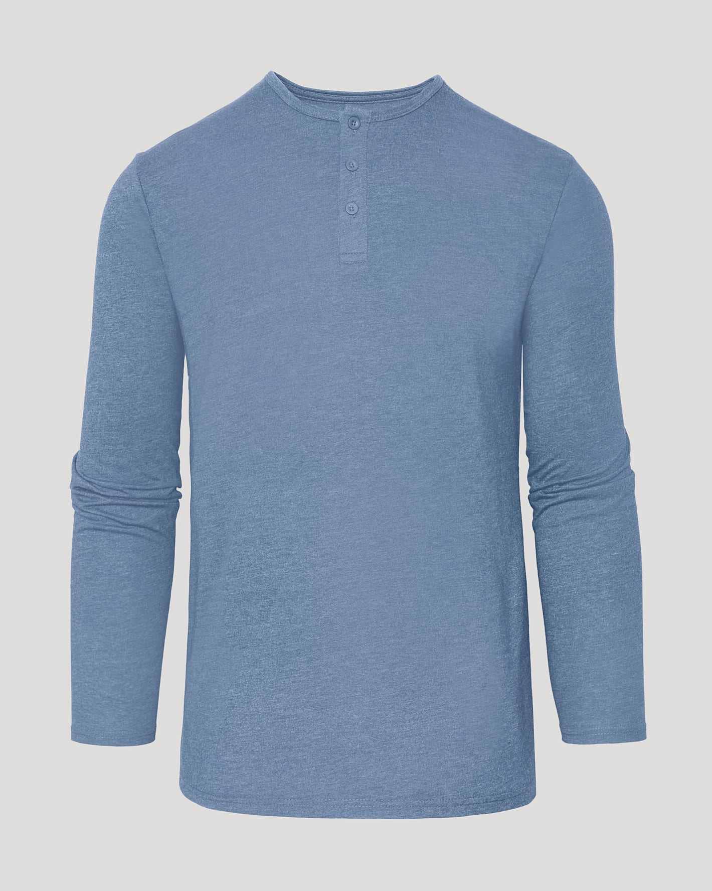 Dark Heather Vintage Navy Classic Long Sleeve Henley with button placket.