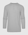 Glacier Gray Long Sleeve Henley with three-button placket and crew neck.
